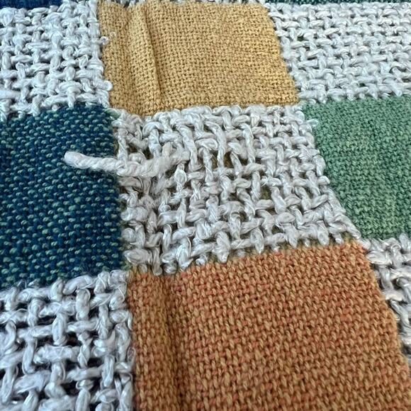 Woven Throw Blanket Checkered Multicolor Fringe 58" x 46.5" - Picture 8 of 16